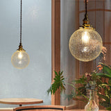Vintage Copper Glass Globe Pendant Light 1-Light