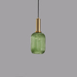Minimalist Ribbed Glass Lantern LED Pendant Light | 1-Light