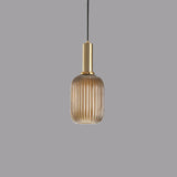Minimalist Ribbed Glass Lantern LED Pendant Light | 1-Light