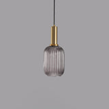 Minimalist Ribbed Glass Lantern LED Pendant Light | 1-Light