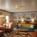 Art Deco Vintage Round Glass Ceiling Light 1-Light