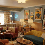 Art Deco Vintage Round Glass Ceiling Light 1-Light