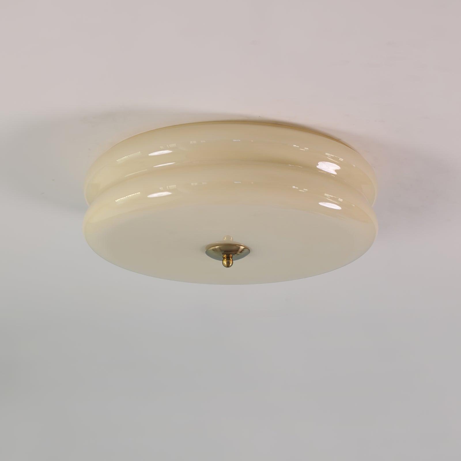 Art Deco Vintage Round Glass Ceiling Light 1-Light