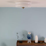 Art Deco Vintage Round Glass Ceiling Light 1-Light