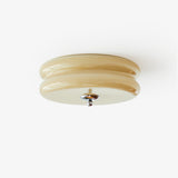 Art Deco Vintage Round Glass Ceiling Light 1-Light