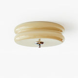 Art Deco Vintage Round Glass Ceiling Light 1-Light