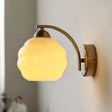 Art Deco Rippled Globe Glass Wall Sconce 1-Light