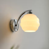 Art Deco Rippled Globe Glass Wall Sconce 1-Light