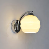 Art Deco Rippled Globe Glass Wall Sconce 1-Light