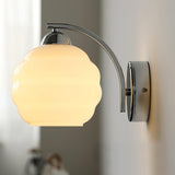 Art Deco Rippled Globe Glass Wall Sconce 1-Light