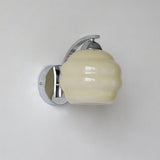 Art Deco Rippled Globe Glass Wall Sconce 1-Light