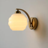 Art Deco Rippled Globe Glass Wall Sconce 1-Light