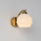 Art Deco Rippled Globe Glass Wall Sconce 1-Light