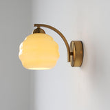 Art Deco Rippled Globe Glass Wall Sconce 1-Light