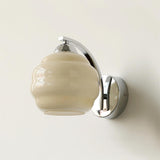 Art Deco Rippled Globe Glass Wall Sconce 1-Light