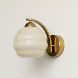 Art Deco Rippled Globe Glass Wall Sconce 1-Light