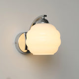 Art Deco Rippled Globe Glass Wall Sconce 1-Light