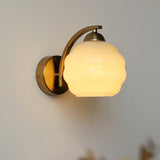 Art Deco Rippled Globe Glass Wall Sconce 1-Light