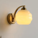 Art Deco Rippled Globe Glass Wall Sconce 1-Light