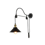Retro Industrial Wrought Iron Pulley Wall Sconce 1-Light