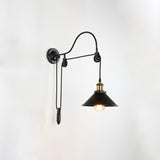 Retro Industrial Wrought Iron Pulley Wall Sconce 1-Light