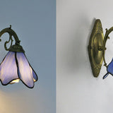 Vintage Tiffany Stained Glass Flower Wall Light | 1-Light