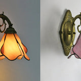 Vintage Tiffany Stained Glass Flower Wall Light | 1-Light