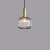 Minimalist Ribbed Glass Lantern LED Pendant Light | 1-Light
