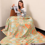 Rustic Floral Boho Blanket | 100% Cotton Floral Blanket Lasson Living