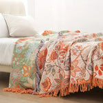 Rustic Floral Boho Blanket | 100% Cotton Floral Blanket Lasson Living
