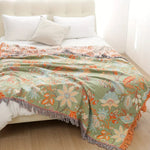 Rustic Floral Boho Blanket | 100% Cotton Floral Blanket Lasson Living