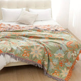 Rustic Floral Boho Blanket | 100% Cotton Floral Blanket Lasson Living