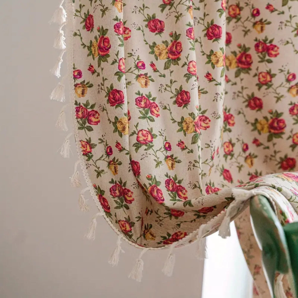 Floral Tasseled Soft Cotton Curtain Lasson Living