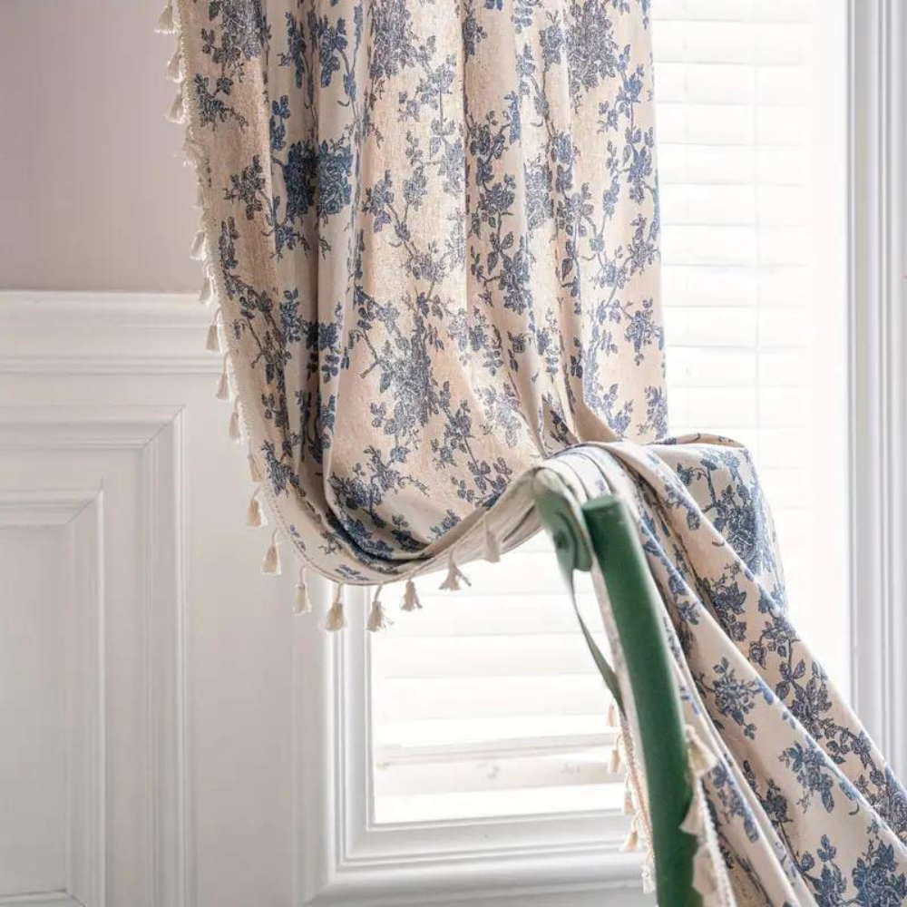 Blue Rose Floral Home Curtain Lasson Living