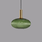 Minimalist Ribbed Glass Lantern LED Pendant Light | 1-Light