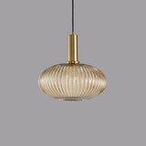 Minimalist Ribbed Glass Lantern LED Pendant Light | 1-Light