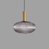Minimalist Ribbed Glass Lantern LED Pendant Light | 1-Light