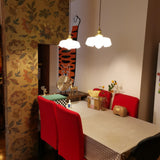 French Ruffled Glass Brass Pendant Light 1-Light