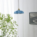 French Ruffled Glass Brass Pendant Light 1-Light