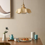 French Ruffled Glass Brass Pendant Light 1-Light