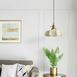 French Ruffled Glass Brass Pendant Light 1-Light