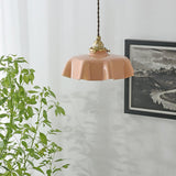 French Ruffled Glass Brass Pendant Light 1-Light