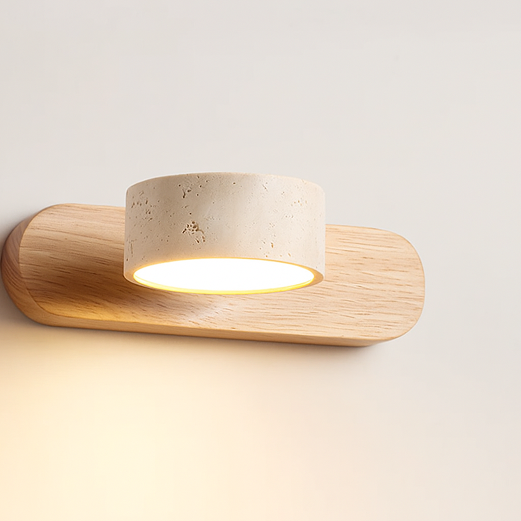 Modern Travertine Round LED Wall Sconce 1-Light