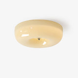 Modern Cream Donut Glass Flush Mount Ceiling Light 1-Light
