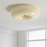 Modern Cream Donut Glass Flush Mount Ceiling Light 1-Light