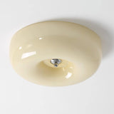 Modern Cream Donut Glass Flush Mount Ceiling Light 1-Light