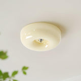 Modern Cream Donut Glass Flush Mount Ceiling Light 1-Light