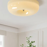Modern Cream Donut Glass Flush Mount Ceiling Light 1-Light
