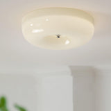Modern Cream Donut Glass Flush Mount Ceiling Light 1-Light