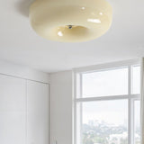 Modern Cream Donut Glass Flush Mount Ceiling Light 1-Light